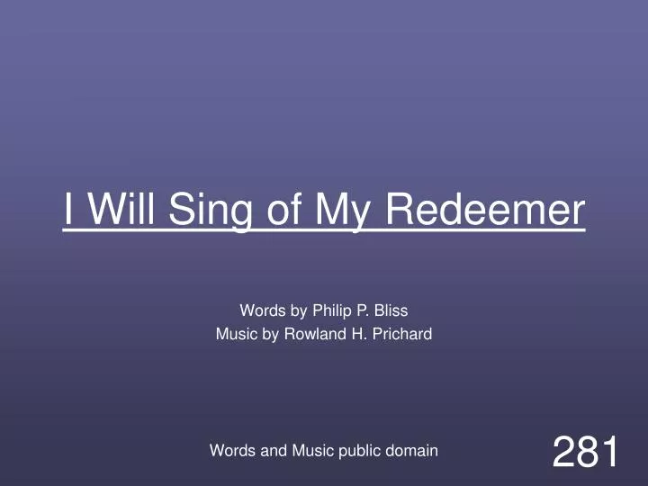 i will sing of my redeemer
