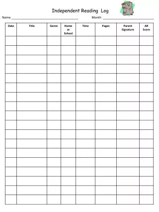 independent reading log
