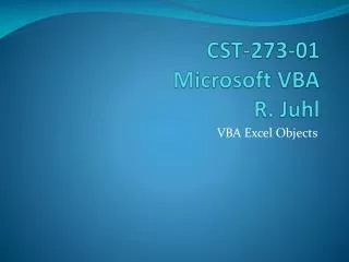 CST-273-01 Microsoft VBA R. Juhl