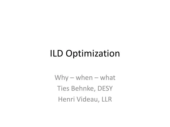 ild optimization