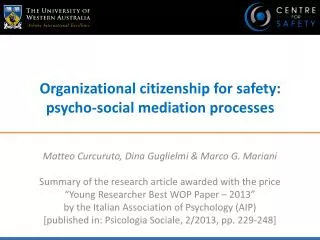 Organizational citizenship for safety: psycho-social mediation processes