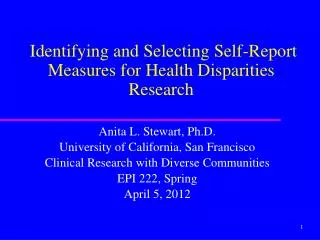 Identifying and Selecting Self-Report Measures for Health Disparities Research