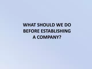 WHAT SHOULD WE DO BEFORE ESTABLISHING A COMPANY?