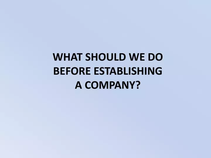 what should we do before establishing a company