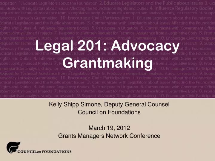 legal 201 advocacy grantmaking