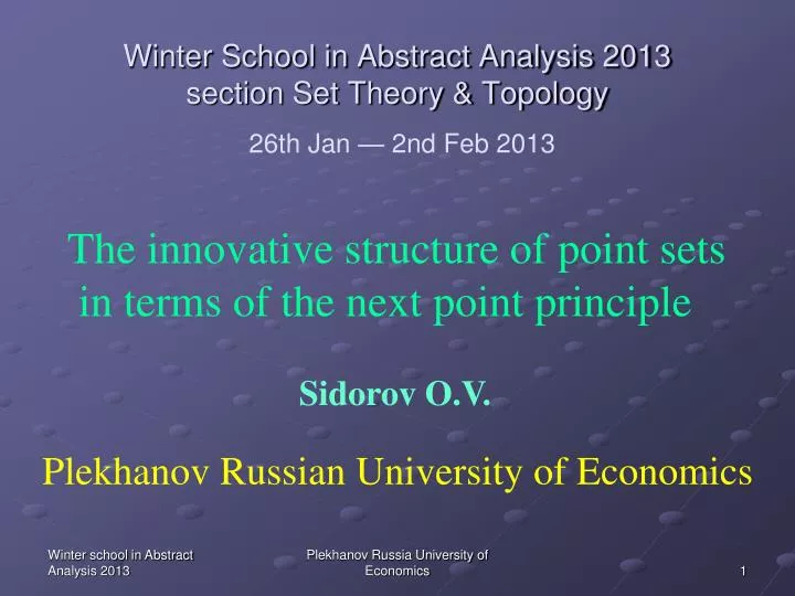 winter school in abstract analysis 2013 section set theory topology