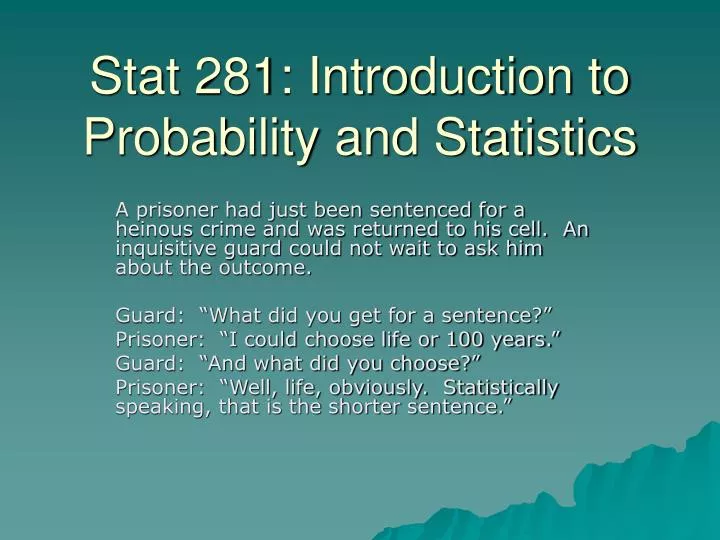 stat 281 introduction to probability and statistics