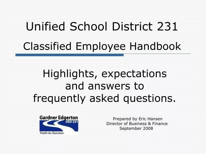 unified school district 231 classified employee handbook