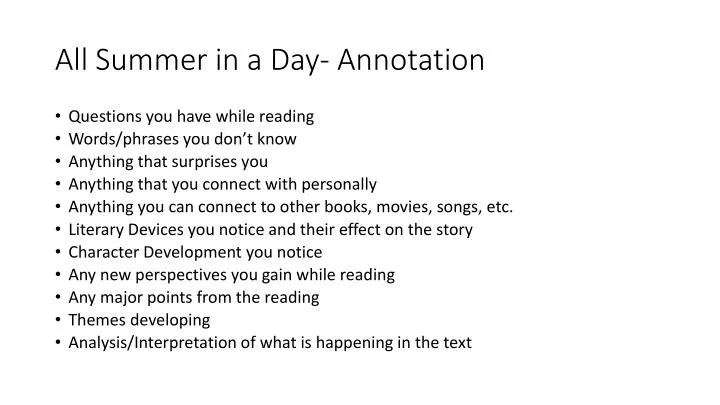 all summer in a day annotation