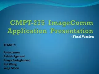 CMPT-275 ImageComm Application Presentation