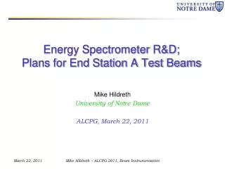 Energy Spectrometer R&amp;D; Plans for End Station A Test Beams
