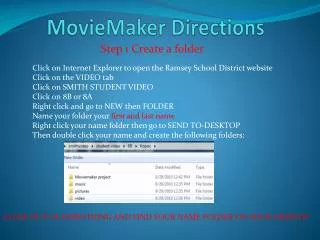 MovieMaker Directions