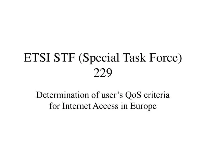 etsi stf special task force 229