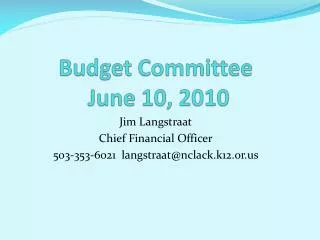 Budget Committee June 10, 2010