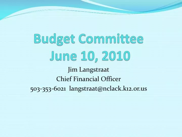 budget committee june 10 2010