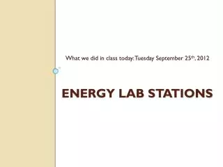 Energy Lab stations