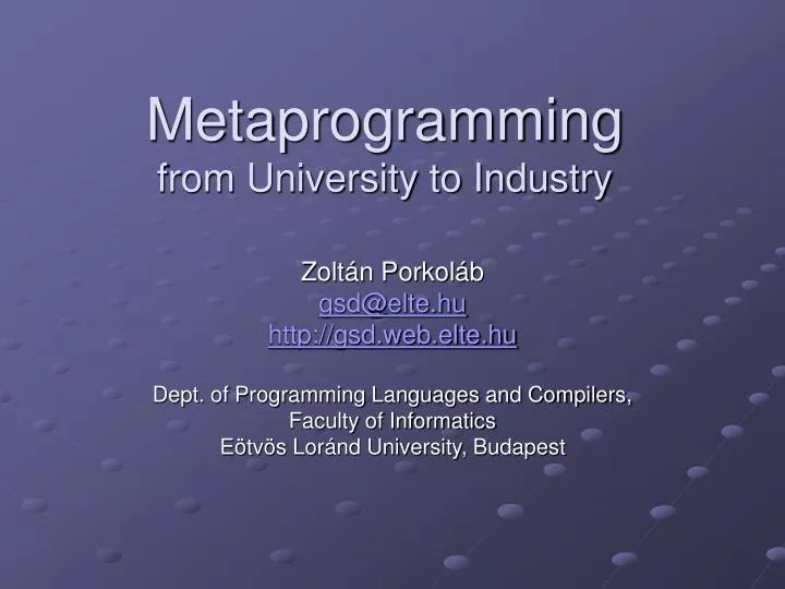 metaprogramming from university to industry
