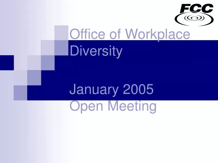 office of workplace diversity january 2005 open meeting