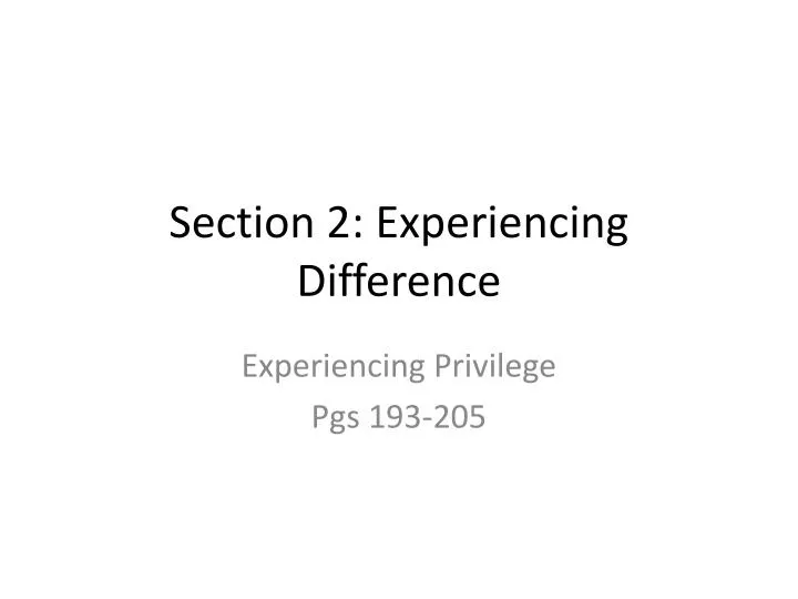 section 2 experiencing difference