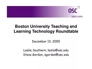 Boston University Teaching and Learning Technology Roundtable