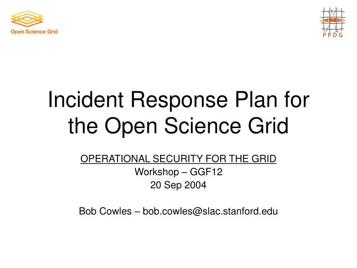 incident response plan for the open science grid