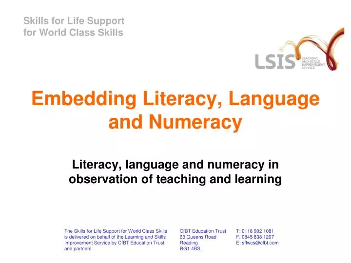 embedding literacy language and numeracy