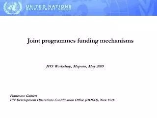 Joint programmes funding mechanisms