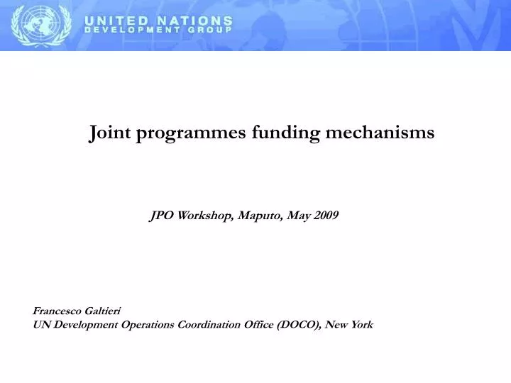 joint programmes funding mechanisms