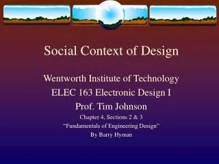 Social Context of Design