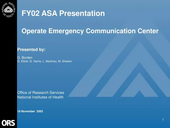 fy02 asa presentation operate emergency communication center