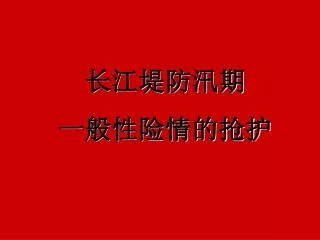 长江堤防汛期 一般性险情的抢护