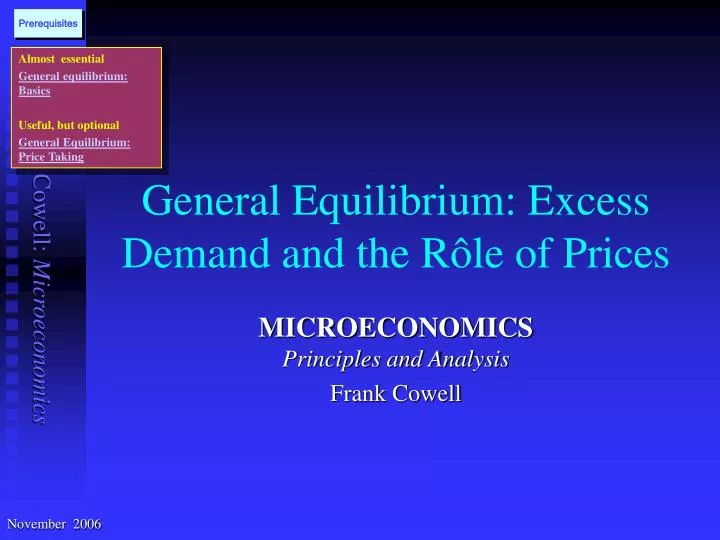 general equilibrium excess demand and the r le of prices