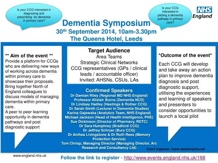 dementia symposium 30 th september 2014 10am 3 30pm the queens hotel leeds