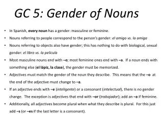 GC 5: Gender of Nouns