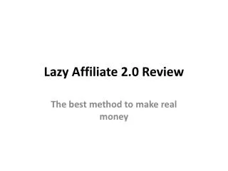 Lazy Affiliate 2.0 review