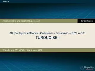 3 D (Paritaprevir-Ritonavir-Ombitasvir + Dasabuvir) + RBV in GT1 TURQUOISE-I