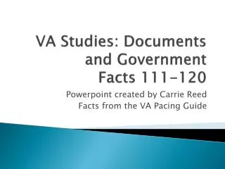 VA Studies: Documents and Government Facts 111-120