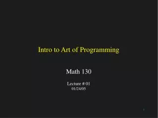 Intro to Art of Programming