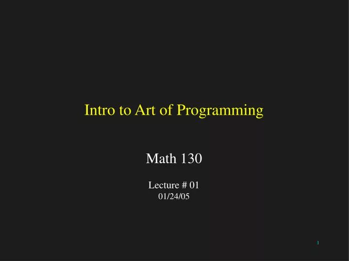 intro to art of programming