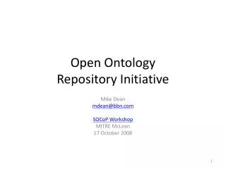 Open Ontology Repository Initiative