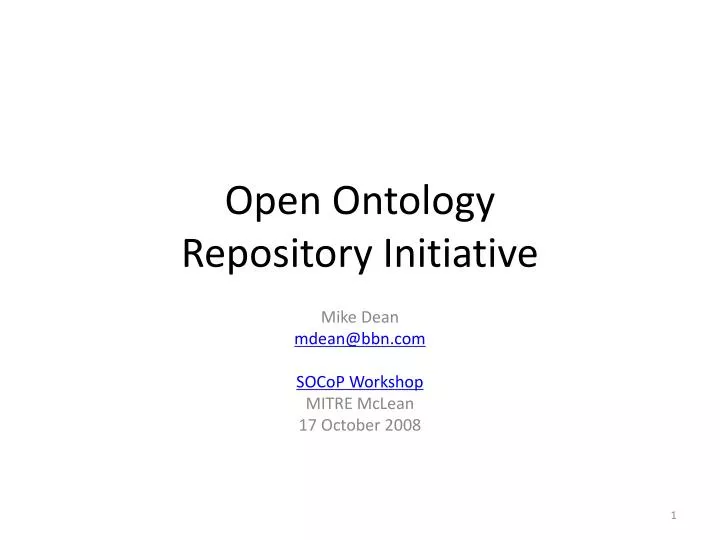 open ontology repository initiative