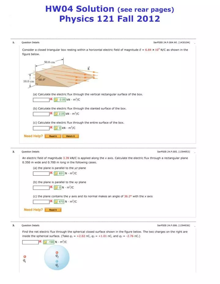 hw04 solution see rear pages physics 121 fall 2012