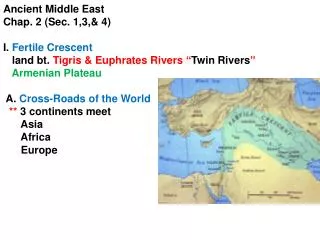 Ancient Middle East Chap. 2 (Sec. 1,3,&amp; 4) I. Fertile Crescent