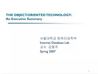 the object oriented technology an executive summary