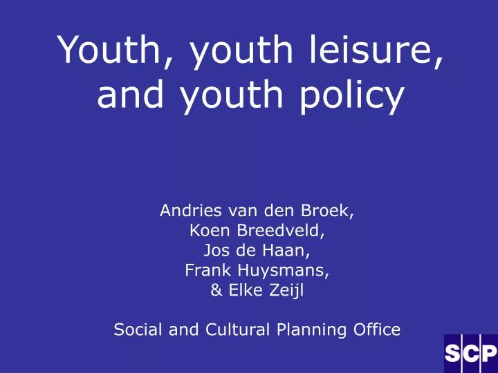 youth youth leisure and youth policy