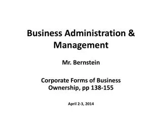 Business Administration &amp; Management