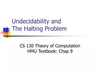 Undecidability and The Halting Problem
