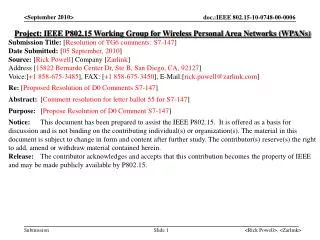 Project: IEEE P802.15 Working Group for Wireless Personal Area Networks (WPANs)