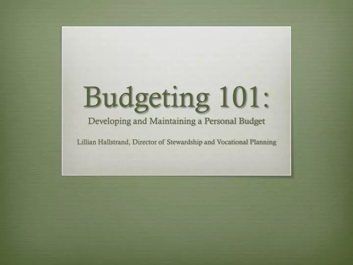 budgeting 101