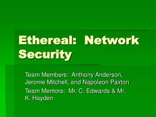 Ethereal: Network Security